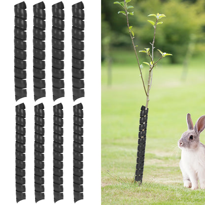 8 Pcs Tree Trunk Protector-2 Size Plastic Spiral Tree Guard Tree Trunk Protector Wrap Tree Bark Protector Tube Tree Wraps to Protect Bark Tree Saplings from Deer Cats Rodents Rabbit Mowers (Black)