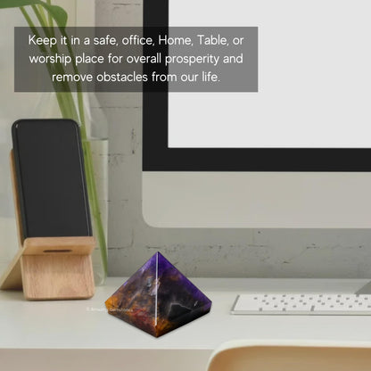Amazing Gemstone Amethyst Chevron Pyramid Crystal Healing Stones - 2" Great Pyramid Figurine of Natural Stone Pyramid for Meditation, Reiki, Chakra Balancing and Crystal Pyramids Grid