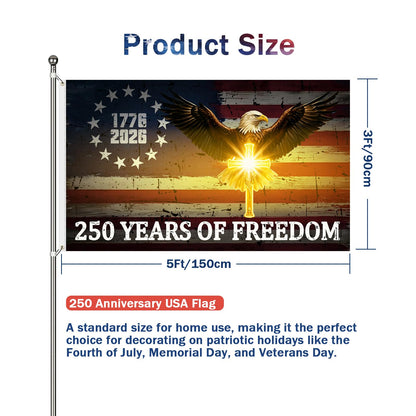 250 Anniversary USA Flag,3x5 Ft Double Sided 3 Ply 250th Anniversary Flag,250 Years of Freedom Flag,4th of July 1776-2026 Patriotic Yard Banner for Outdoor Garden Decor