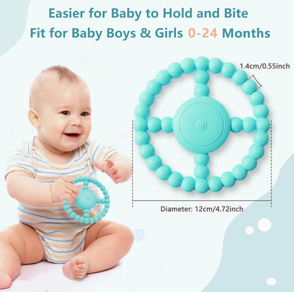 Vibrating Sensory Teething Toys,Baby Toys 6-18 Months, Autism Support & Oral Development, USB Rechargeable Teether for Toddlers, 1-2 Year Old Boys Christmas Girls Gifts idea(Green)
