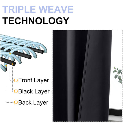 Simplebrand Ava Halloween Black Blackout Curtains for Bedroom 63 Inch Length 2 Panels, Solid Thermal Insulated Energy Saving Rod Pocket Window Treatment Curtains Blackout Drapes, W40 x L63 Inch, Black