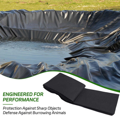 KEPYDRMTF 7 x 10 Feet Pond Liner Underlayment, Outdoor Ponds Underlayment, Non-Woven Geotextile with 15 U-Pins for Landscaping Streams Fountains and Garden Waterfall