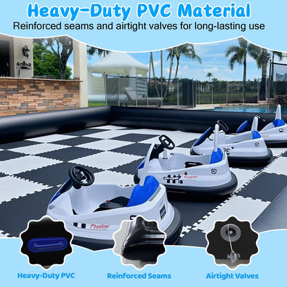 CZGBRO Inflatable Bumper Car Racing Track - Mini Inflatable Race Track with Pump Go Kart Race Pipe Without Bottom(Black, 10 * 10FT)