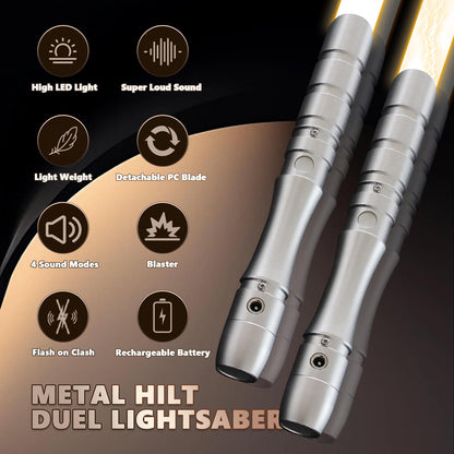 YDDSABER 38.3inch Lightsaber,Metal Duel Light Sabers,4 Sound Fonts,USB Rechargeable Light Swords with Loud Sound,Swing, Blaster,Adults Kids Cosplay Props Birthday Xmas Gift(Orange)