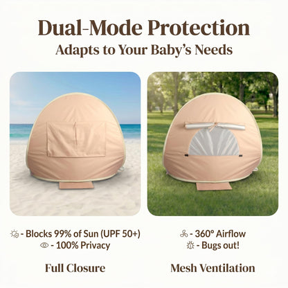 Pivoryla Baby Beach Tent, Pop Up Baby Tent with UV Protection, 37"x29"x33" Baby Sun Shade, Portable Baby Beach Essentials | 1.2lbs Lightweight, Sand-Proof Mesh Door, 4 Steel Stakes & Carry Bag