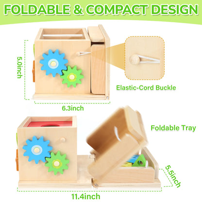 JUSTWOOD Montessori Toys for 1+ Year Old, 8-in-1 Wooden Play Kit Includes Object Permanent Box, Learning Activity Cube, Sorting & Stacking Toy, Carrot Harvest Game, Gift for Boys Girls Age 12+ Months