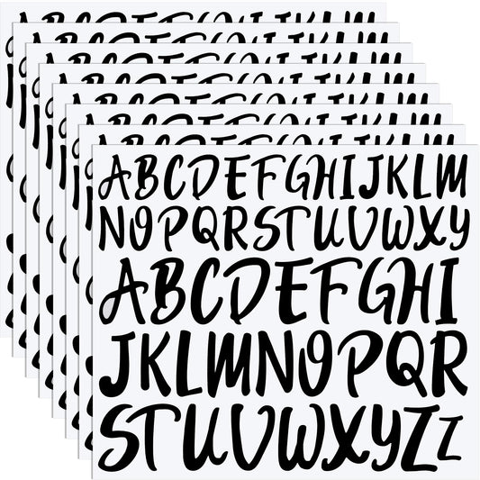 TaoBary 416 Pcs Letter Stickers, 8 Sheets Cursive Alphabet Stickers, 2''& 3'', 2 Size Waterproof Vinyl Self-Adhesive Letter for Graduation Cap Scrapbook DIY Craft Window Door Mailbox Classroom, Black