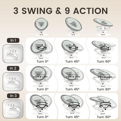 3-in-1 Baby Swing for Infants, Infant Swing with 5 Speeds & 3 Swing Modes, 12 Lullabies, Electric Swing for Baby, Indoor & Outdoor Use, Up to 25 lbs, Gray