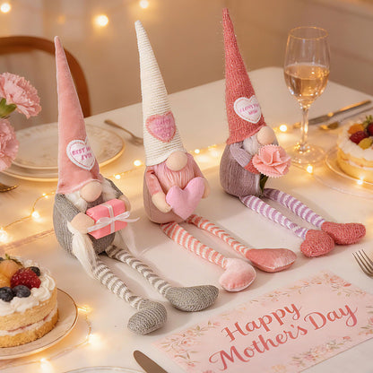 unanscre Mothers Day Gnomes Plush Decorations - 3PCS Long Dangle Leg Spring Gnomes Best Ever Gifts for Women Mom Mama Mommy, Handmade Dolls for Mother‘s Day Home Table Ornament, Tiered Tray Decor