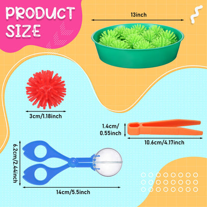 Leitee 71 Pcs Sensory Bin Filler Include 60 Hedge Balls 4 Tweezers 2 Scissors Clips 5 Cups Fine Motor Skills Toys Set for Boys Girls Early Education and Counting Sorting Training(Blue,Classic)