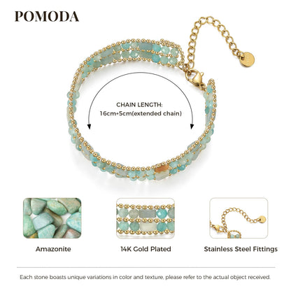 POMODA Boho Bracelets for Women Chakra Stackable Bohemian Bracelet Stack Energy Gemstone Crystal Healing Layered Summer Vacation Natural Stone Handmade Beach Jewelry for Women