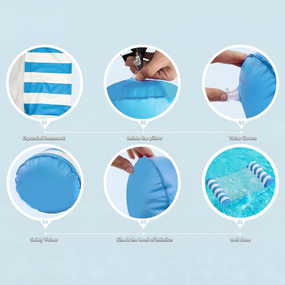 4 Pack Inflatable Pool Floats, OKSUWATER 4-in-1 Water Hammock, Pool Floats Adult Size for Swimming Pool Party Summer Lake Water Fun
