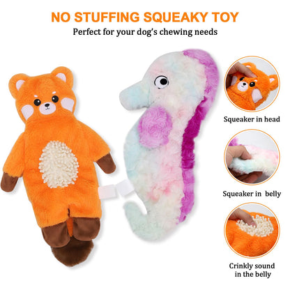 Tierglück Interactive Squeaky Dog Toys for Small, Medium & Large Dogs, 3-Pack No-Stuffing Plush Chew Toys with Crinkle Sound – Durable, Safe Teething & Boredom Relief Toys for Puppies and Adult Dogs
