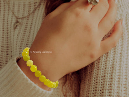 Amazing Gemstone Crystal Bracelet for Women Men's Gifts - Protection Healing Crystal Bracelet - 8mm Gemstone Beaded Stretchable Bracelet Pulseras Para Hombres Mujer Stocking Stuffers Mothers Day Gift (Lemon Jade)