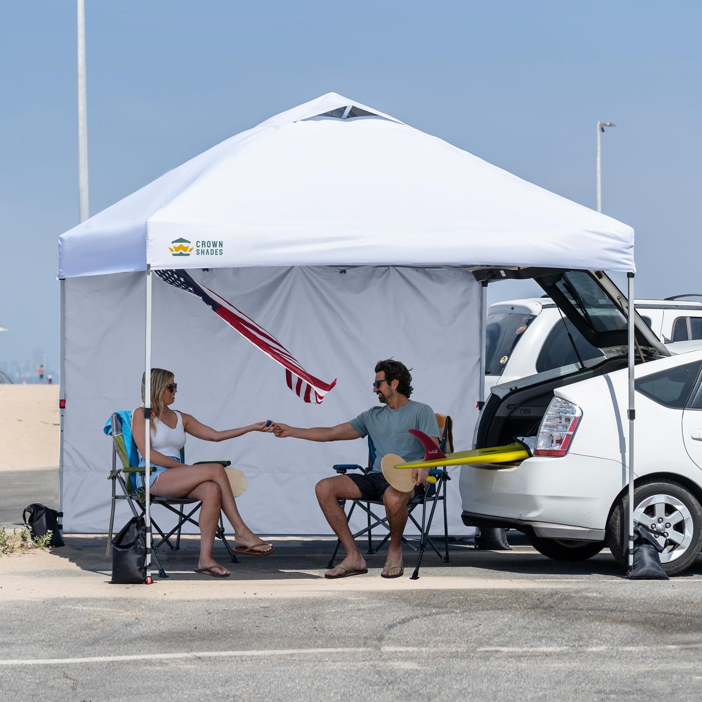 CROWN SHADES SunWall Silver Coated for 10x10 Pop up Canopy Tent, 1 Pack Sidewall Only with Silver Coating (1 Pack, White)