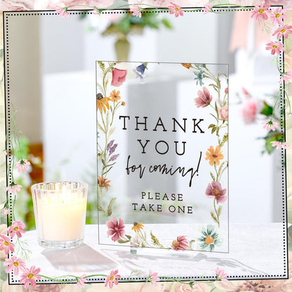 Vercraft 6 Pcs Wildflowers Wedding Table Decorations Take One Sign Thank You Acrylic Sign Centerpieces with Stand 5 x 7" Wedding Birthday Party Decorations for Guests Gifts