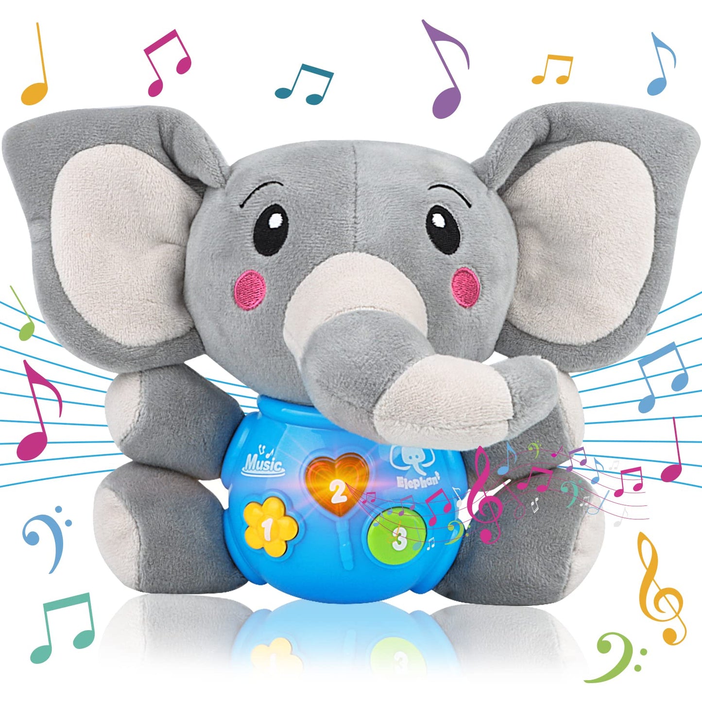 daboot Plush Musical Baby Toys，Cute Elephant Toys for 3-6-12 Months Boys & Girls, Cute Stuffed Animal Infants Baby Toy， Elephant Baby Stuff，Toys for Infants 0-6 Months
