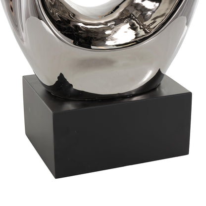 Deco 79 Ceramic Abstract Decorative Sculpture Home Decor Statue, Accent Figurine 14" x 7" x 27", Silver