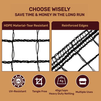 ORIVOGAS Heavy Duty Bird Netting for Chicken Coop, 19.5 x 19.5 ft 0.8”Mesh HDPE Chicken Netting for Hawks with Reinforced Edges, Durable & Reusable Poultry Netting for Garden Raised Beds & Fruit Trees