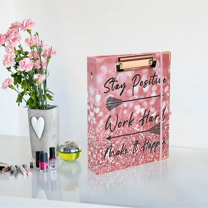 EYROZILL Small A5 Binder 3 Ring 1 Inch for 5.5" x 8.5" Paper with 5-Tab Dividers, Mini Binders for School Office Supplies and Home, Stay Positive