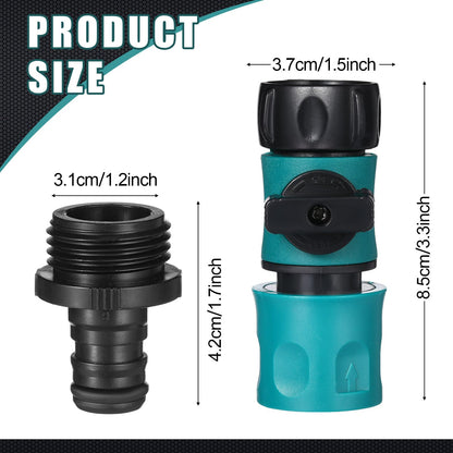 Threlaco 20 Pcs 3/4 Inch Plastic Garden Hose Connect Hose Quick Connector with Valve 40 Pcs Rubber Washers and 40pcs Male Adapter for Water Hose Coupling (Simple Style)