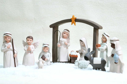 ENNAS Little People Nativity Set – 12-Piece Mini Christmas Nativity Scene Set, Indoor Holiday Manger Figures for Tabletop Decor, White Nativity Figurines