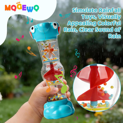 Montessori Baby Toys for 6-12 Months 1 Year Old,Rain Stick Baby Rattle Shaker Infant Sound Toy 9.8” Rainmaker Musical Sensory Toys for 6 7 8 9 10 Months Newborn Toddlers Gifts-Blue