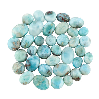 Gemkora 100cts Natural Larimar Gemstones Wholesale Cabochons Lot, Jewelry Making Loose Gemstone, Polished Gems, DIY, Wire Wrapping, Reiki, Wikka, Healing Crystals, Bulk Gemstone Deal [B-Grade]
