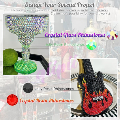 qiipii 24 Color 3mm Jelly Resin Rhinestones for Bedazzling Crafting Flatback Stones Bedazzler Kit Colorful Gems Diamonds Charms for Nails Eyes Face Makeup Tumblers Bottles DIY Crafts Shoes Phones