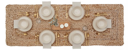 Savi Home Farmhouse Jute Burlap Table Runner 36 Inches Long, Organic Eco-Friendly Rustic Vintage Dining Table Runner, 13x36 Natural Jute Braided Table Runner