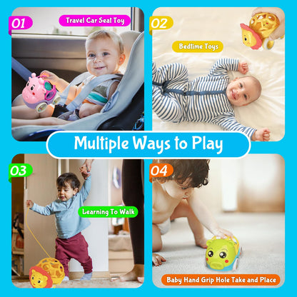Baby Rattles Toy Car for Toddler Aged 1-3, 5.7in x4.33in Soft Rubber Montessori Sensory Toy for 0-6-12 Months Baby Gifts, Easter Basket Stuffers for Toddler, 1st Birthday Gifts for 1-2 Years Old Boys
