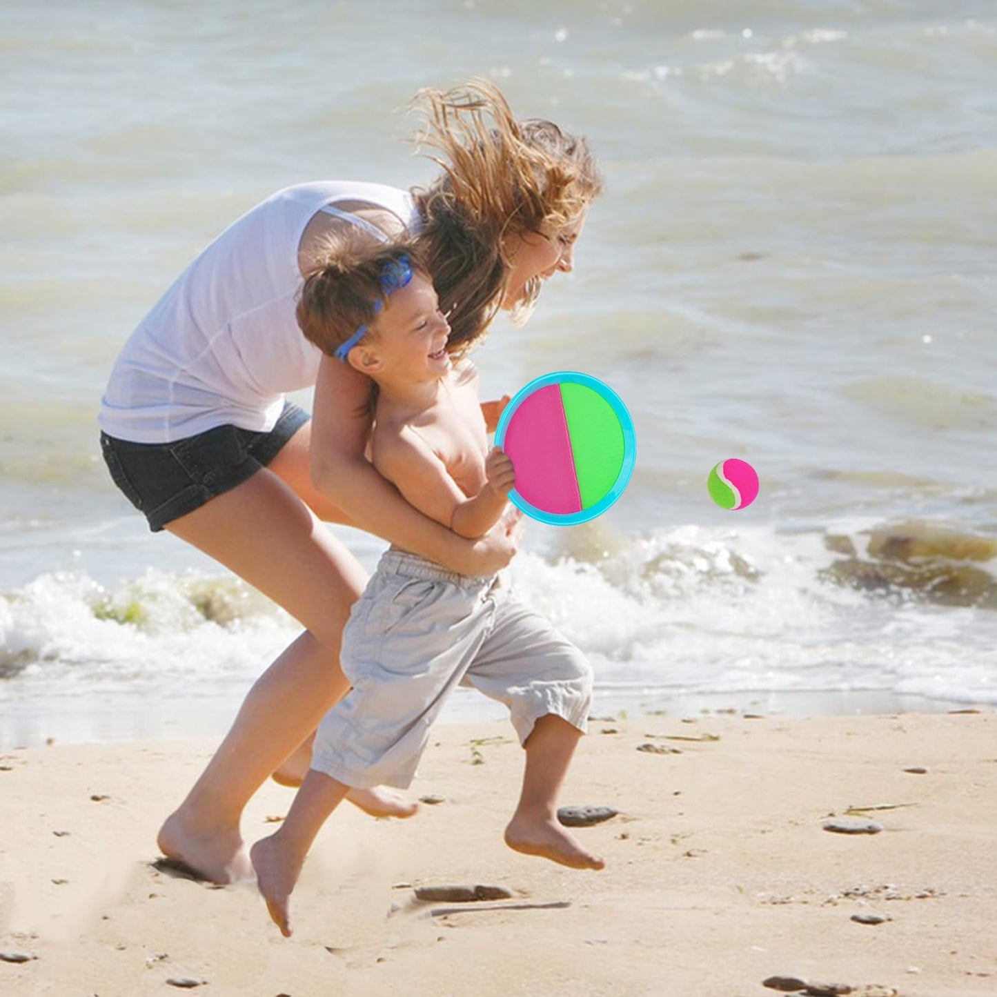 Miasno Toss and Catch Ball Set Outdoor Indoor Beach Games Kids Toys with 4 Paddles 4 Balls 1 Storage Bag Playground Balls for Kids