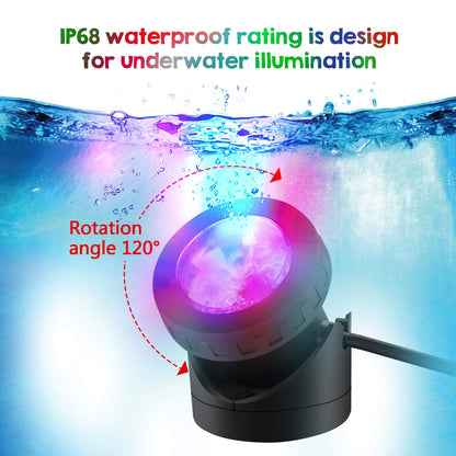 Pond Lights Remote Control Submersible LED Lights [Set of 4] IP68 Underwater Lights Aquarium Spotlight 48LED with Timer Landscape Lamp for Swimming Pool Fish Tank Fountain Pond Decoration