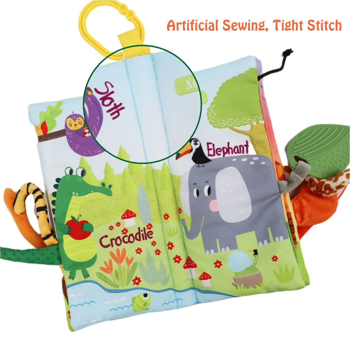 bebe mondo Jungle Baby Stroller Toys,Baby Books 0-6 Months,Touch and Feel Crinkle Cloth Books for Babies Infant Newborn Toys 0-3-6-12-18 Months, Interactive,Shower Gifts for Boys Girls