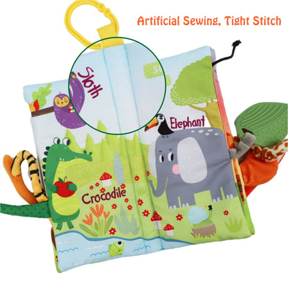 bebe mondo Jungle Baby Stroller Toys,Baby Books 0-6 Months,Touch and Feel Crinkle Cloth Books for Babies Infant Newborn Toys 0-3-6-12-18 Months, Interactive,Shower Gifts for Boys Girls