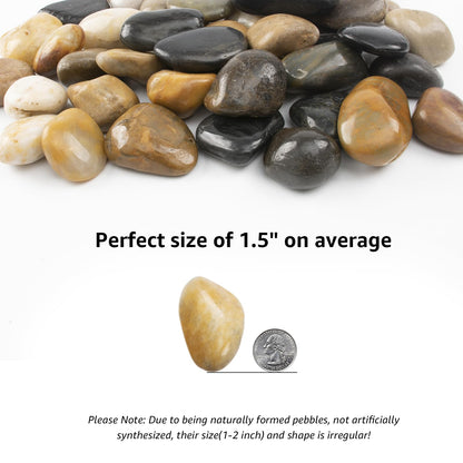 40lbs 1-2 Inch River Rocks, Decorative Mixed Pebbles for Garden Landscaping, Indoor Plants, Fish Tanks, Vases, and Succulents – Ideal for Home Decoration and Outdoor Gardens (Weight : 40 LB, Mixed)