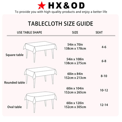 HX&OD Rectangular Tablecloth Cationic Fabric Waterproof Stain Resistant Wrinkle-Resistant for Home/Decoration/Party/Buffet/Wedding/Dining Room/Camping