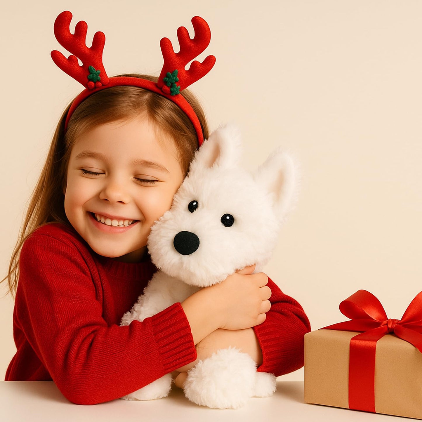 WEIGEDU West Highland White Terrier Dog White Westie Puppy Stuffed Animals Plush Toys for Kids Girls Boys Baby Birthday Bedtime Gift, 12 inches