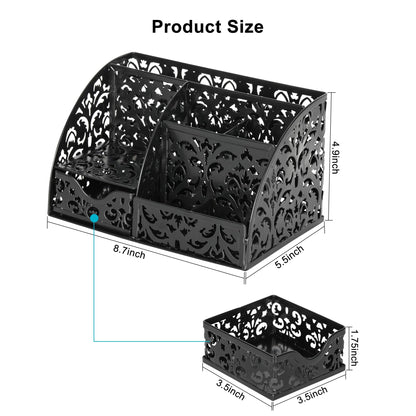 EasyPAG Desk Organizer and Pen Holder for Desk, Mesh Office Supplies Storage Caddy with Drawer for Small Space, Desktop Organizer for Home Office, Black