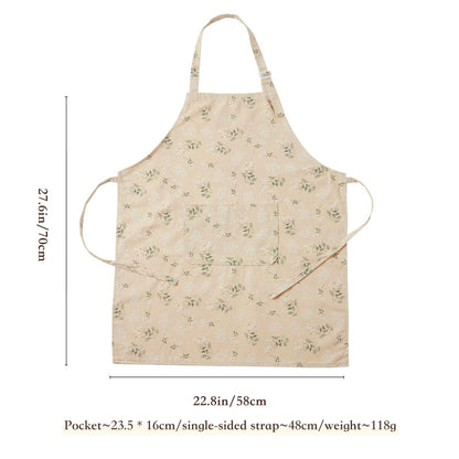 GROZOSS Aprons for Women with Pockets, Japanese Linen Kitchen Apron, Adjustable Lightweight Breathable Embossed Fabric, Cooking Baking Gardening Craft Apron, Vintage Floral Style
