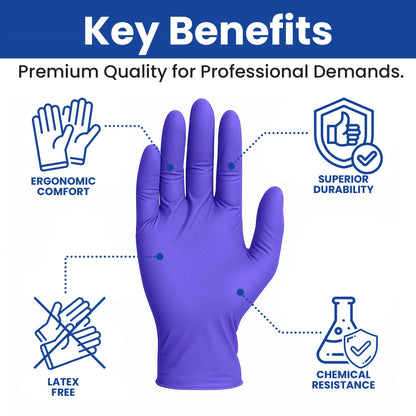 SAFEWAY USA 2000 pcs, Medium, 4 Mil Nitrile Disposable Gloves — Multi-Purpose Powder-Free & Non-Latex Textured Fingertips for Medical Use, Nursing, Lab Works, Kitchen Prep, Cleaning, Tattooing & More