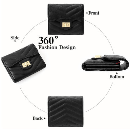 BVEOGMRO Small Wallet Women Vegan Leather Card Holder Ladies Wallets Purse with 6 Card Slots Zipper Pocket