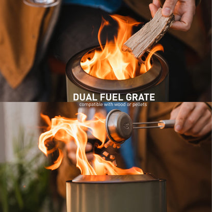Solo Stove Mesa, 5.1 Inch Tabletop Fire Pit with Stand - Smokeless, Stainless Steel Fire Pit for Camping, Outdoor & Patio- Wood Burning or Pellet Fueled Portable Bonfire, 1.4lbs, Gunmetal