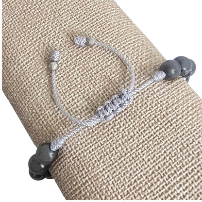 Sabeli Handmade Bracelets Real Natural Stones Healing Protection Focus 8mm Bead Adjustable Macrame Women Men Gemstone Gift (Hematite)