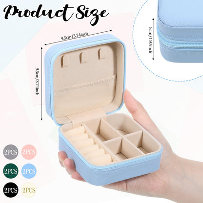 Prasacco 12 Pcs Travel Jewelry Case Bridesmaid Gifts Box PU Leather Small Travel Jewelry Box Mini Jewelry-Organizer for Earrings Rings Necklaces Women Girls Bridesmaid Proposal Gifts, 6 Colors