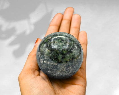 Amazing Gemstone Green Jade Crystal Ball with Stand - 2 Inches Crystal Sphere Meditation Balls for Witchcraft and Decorative Balls
