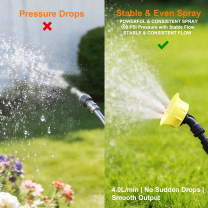 4 Gallon Battery Operated Backpack Sprayer, 100 PSI Electric Garden Sprayer with 12V 8Ah Rechargeable Battery, Trigger Lock, Stable Pressure Pump, Adjustable Nozzles for Lawn Care & Garden