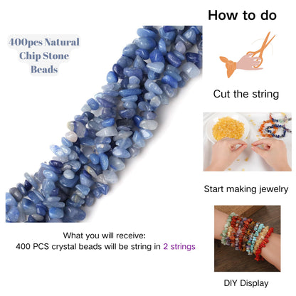 XIANNVXI Blue Aventurine, Beads Natural Chip Stone Beads 400Pcs Crystal Bead 5-8mm Irregular Healing Crystal Loose Rocks for DIY Jewelry Making