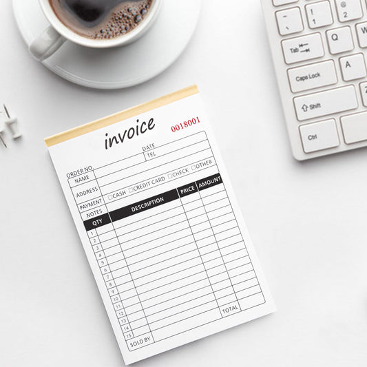 10 Pack Receipt Book, 2-Part Carbonless Sales Invoice Book with Cardboard Copies for Small Boutique Business, (8.3x5.5 Inches, 50 Sets*10) (Invoice)