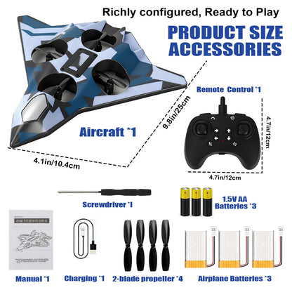 Foam Remote Control Airplanes for Kids & Adults | RC Fighter Jet with Light, 360° Flip Fighter Jet Toys, Stunt Roll, Airplane Toy Great for Beginners Christmas & Birthday Gift for Kids Boys Aged 3+
